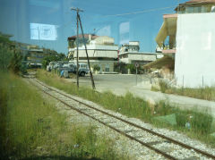 
Patras line leaving the Katakolon branch at Pyrgos, Greece, September 2009